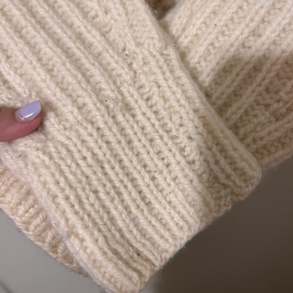 Handmade Women’s Fishermen Wool Chunky Knit Cream Off White Sweater Large - Picture 3 of 4